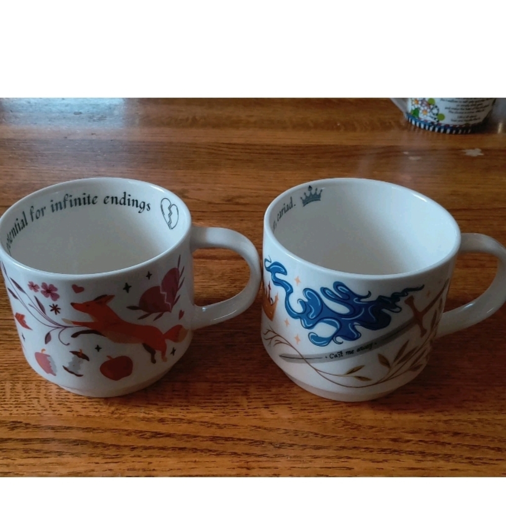 Artistic Fox and Wave Ceramic Mug Set